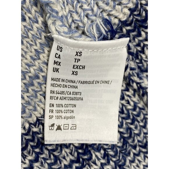 American Eagle Cardigan Sweater Womens XS Open Long Aztec Fringe Blue Boho - Picture 6 of 7